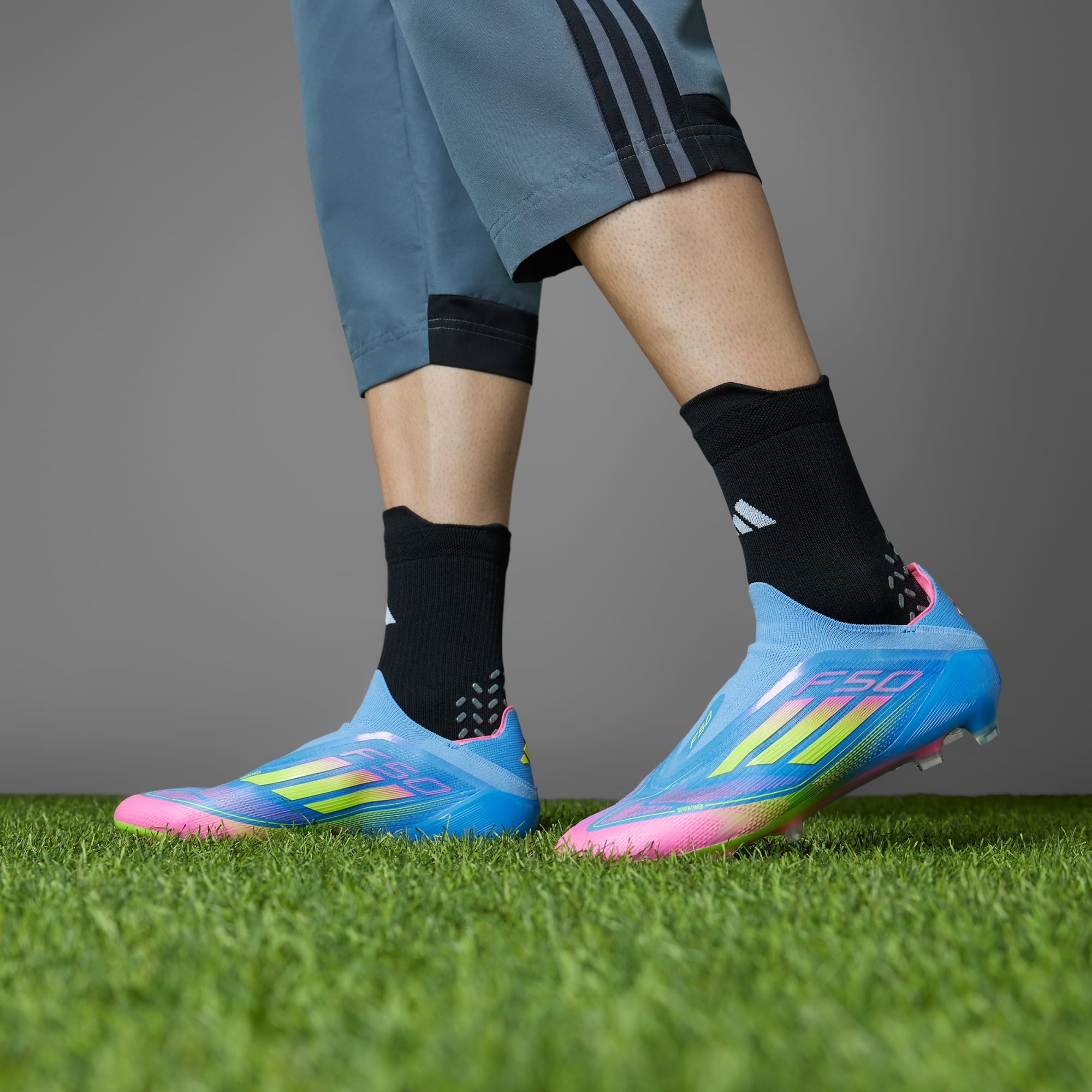 F50 Elite Laceless FG Fußballschuh Blau/Rosa